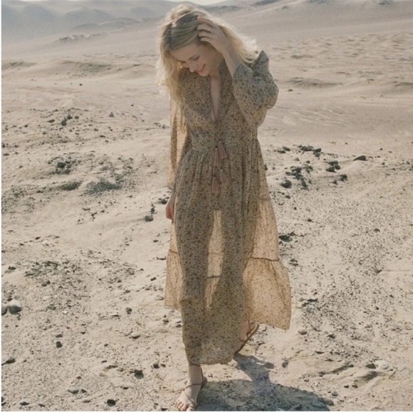 Doen Prem Floral Maxi Dress Jaipur Mustard - Picture 4 of 10